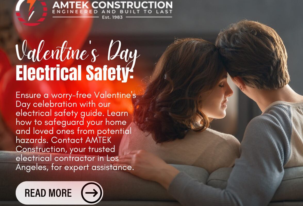 couple celebrating valentines day at home; blog title: Valentine's Day Electrical Safety: Ensuring Love Blooms Safely in Los Angeles Homes