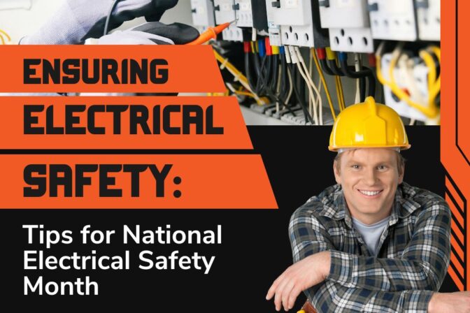 electrical contractor smiling; blog title Ensuring Electrical Safety Tips for National Electrical Safety Month