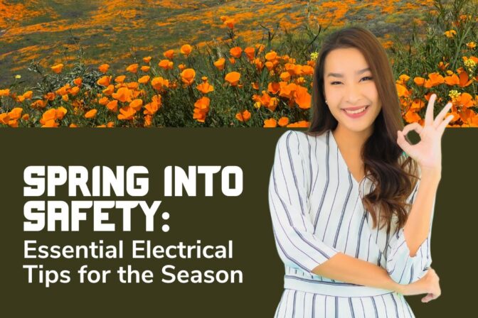 housewife showing okay with her hand; blog title Spring Into Safety Essential Electrical Tips for the Season