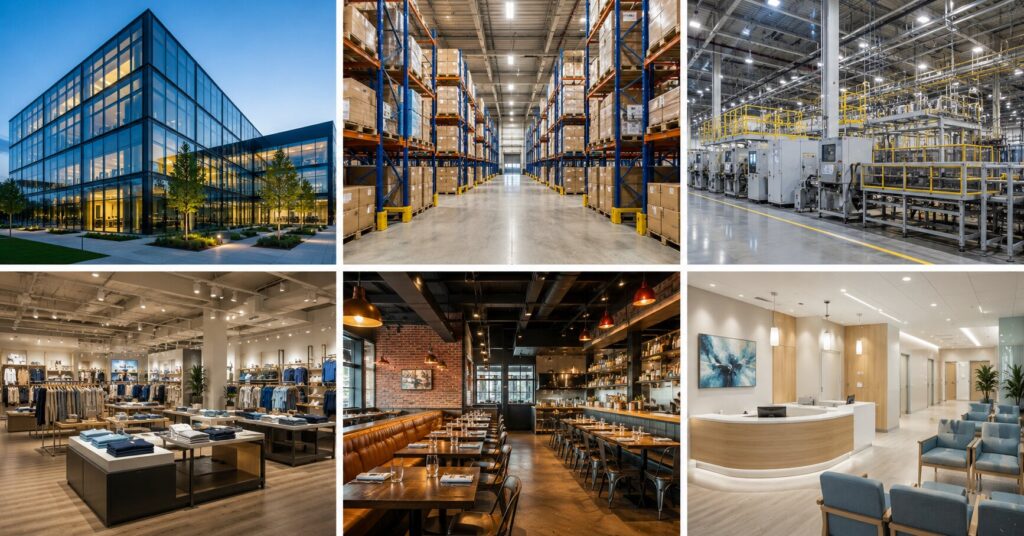 Commercial-properties-that-benefit-from-electrical-preventative-maintenance-including-offices-warehouses-manufacturing-facilities-retail-stores-restaurants-and-healthcare-facilities