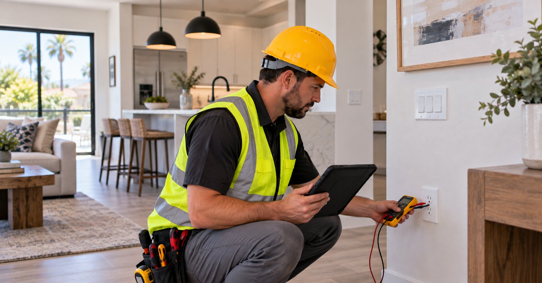 Residential-electrician-performing-an-electrical-inspection-in-a-Los-Angeles-or-Orange-County-home