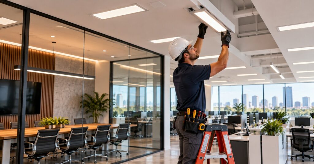Commercial-LED-lighting-upgrade-in-a-modern-Southern-California-office-building